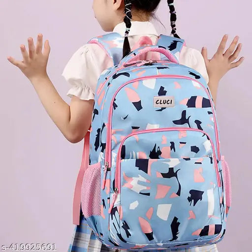 Canvas printed school bag for women & girls, ideal for laptop (16inch), organization, fashionable & free size (L28cm x W12cm)