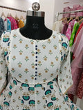 Rayon kali anarkali long kurta, extra size 16, printed combo three-quarter sleeves on model