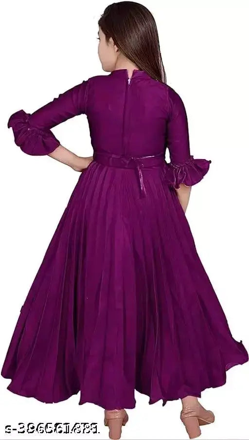 Silk blend, embellished net, three-quarter sleeve dress for girls (1-2yrs, 3-4yrs), Indian princess wear