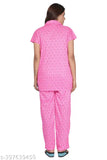 RILO Women's cotton hosiery night suit top & pyjama set with pocket, printed net design, comfortable & stylish India-made bedroom attire