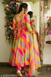 Embroidered Georgette anarkali kurti pant set for women, Indian ethnic wear long maxi gown with dupatta