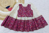 Art Silk kids lehenga choli, sleeveless floral stitch design, ready-made for 6 months to 8 years, India-crafted