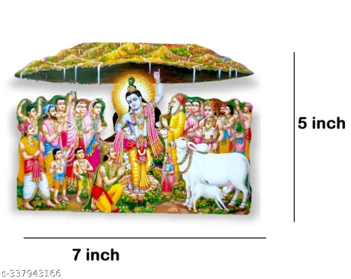 Handcrafted Multi-Color Krishna Idol MDF Wood Decor Set for Janmashtami Festival