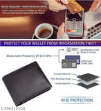 Brown genuine leather men's wallet, 2 compartments, RFID blocking for secure storage