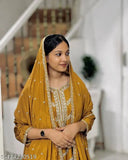 New designer silk kurta set with sharara bottom, embroidered net, XL size