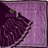 Embroidered Georgette mirror work saree and separate blouse, free size, Indian partywear