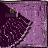 Embroidered Georgette mirror work saree and separate blouse in free size, India
