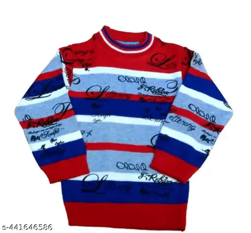 Wool colorblocked long sleeve sweaters for boys, 6-5 years, elegant Indian design