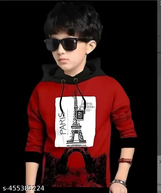 Boys printed full sleeve cotton hoodie, trendy graphic design, perfect for seasons. 100% pure cotton, adjustable hood, regular fit. Available in sizes 4-5 Years to 15-16 Years