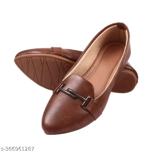 Indian PU bellies, comfortable and stylish ballerinas for women & girls - solid pattern flats