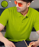 Light green polo dot knit t-shirt, polycotton blend for men and women