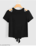 Black lycra crop top with three butterfly prints for women, short sleeves and fitted style