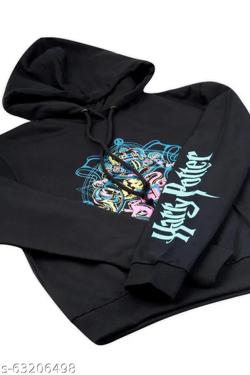 Black Hogwarts neon sigil pure cotton hoodie for kids - Official Harry Potter merchandise