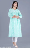 Viscose rayon Alia cut gown with three-quarter sleeves, printed combo in Indian style - M, L, XL, XXL