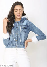 Solid denim hoodie, long sleeves, sizes S-XL, made in India