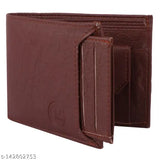 Brown Faux Leather Bi-fold Wallet - Classic World Trending Men's Accessory, ample storage for cards, coins, and bills