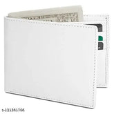 Faux leather men's wallet with 2 compartments and card slots, solid black design, Indian-made quality product