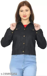 Z Black denim jacket, solid black premium clothing for teens (12-16 years), long sleeves on display rack