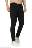 Black denim slim fit stretchable men's jeans, comfortable and versatile style for everyday wear