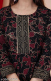 Golden printed Anarkali kurti, rayon three-quarter sleeve, Indian traditional fashion wear for women in various sizes