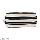 Black PU leather look crossbody bag, trendy design with 2 compartments for daily use and versatile style