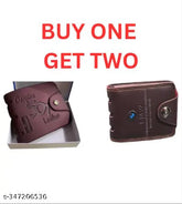 Genuine leather men's combo, canvas & solid leather bifold wallet with free size (10cm x 11cm), aesthetic design for men's fashion