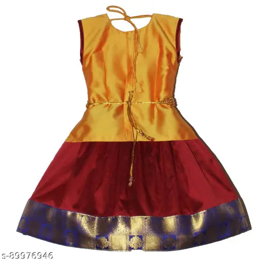 Cotton Silk Kids' Lehanga Choli with Waist Belt - Floral Printed Traditional Indian Attire