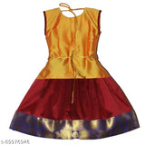 Cotton Silk Kids' Lehanga Choli with Waist Belt - Floral Printed Traditional Indian Attire