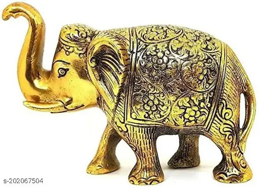 Gold-plated Aluminium Elephant Statue, traditional home decorative showpiece (9cm)