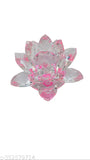 Glass rotating pink crystal lotus for positivity, love, harmony, prosperity, peace, health, wealth, good luck - Feng Shui/Vastu decor item
