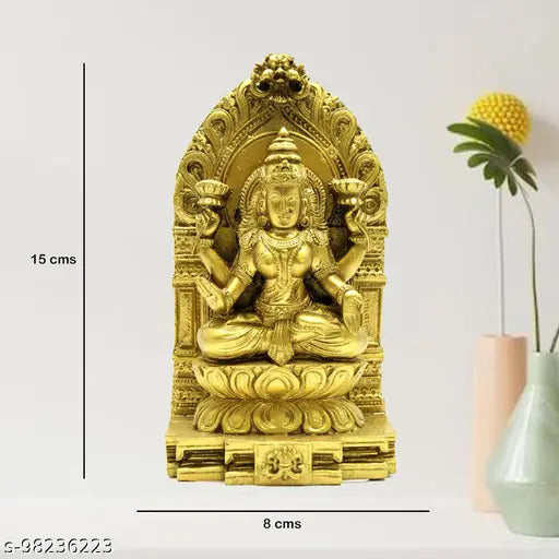 Gold-finished poly resin Ganesh Laxmi Idol (8x4x14cm), Indian home decor statue for serene elegance