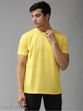 Yellow super soft micro polyester sports casual t-shirt for men, round neck half sleeves