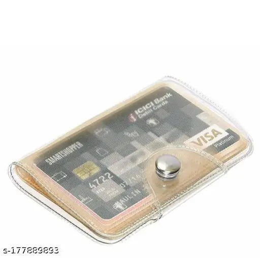 Trendy white canvas wallet card holder with lock, features 5 compartments for ID, ATM & credit cards. Practical accessory for men or women