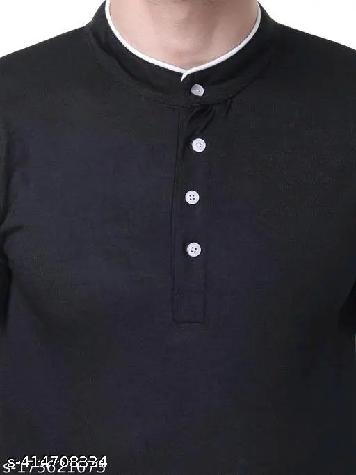 Classic elegant modern cotton long-sleeved solid t-shirt for men, collar design, S-XXXL sizes available