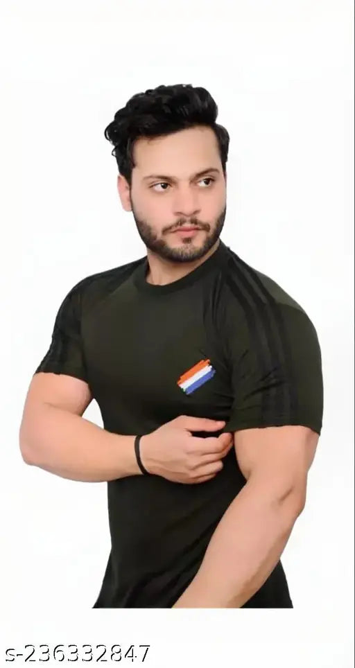Indian Army Commando cotton-blend t-shirt for men, printed with net pattern. Short sleeves, size S (chest 36in, length 26in)