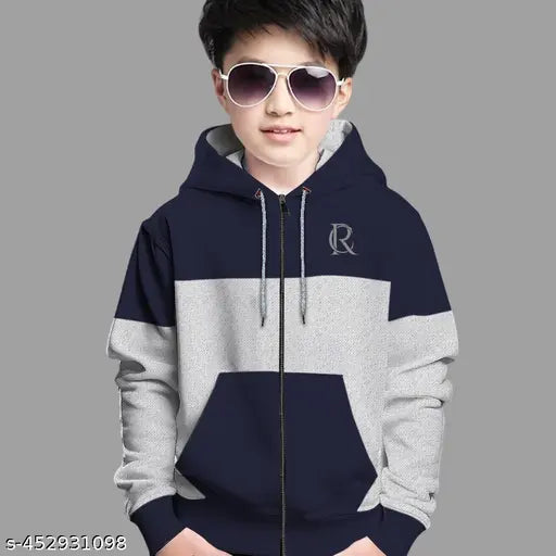 Boys cotton printed colorblocked sweatshirt, softest combed cotton for kids fun styles, 3-4 years size: chest 12", length 18