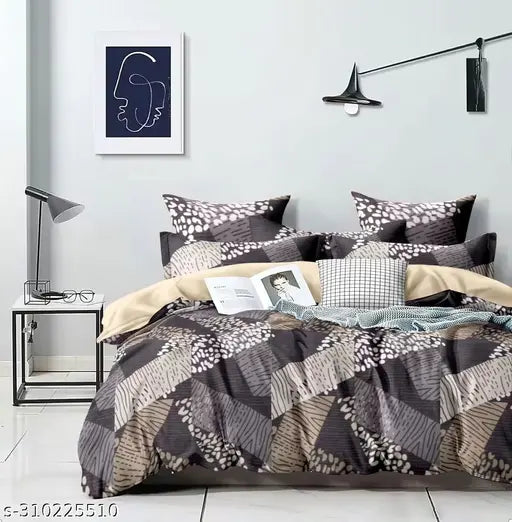 Trendy Home Super King Premium Cotton Botanical Bedsheet, 108x108 inches, high-quality for homes/hotels/luxury rooms, 2 pillow covers included