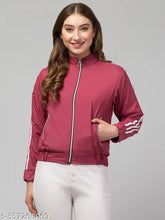 Women's solid polyester winter jacket, long sleeves, full sleeve style, perfect for cold weather