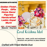 Marble White Krishna Murti Statue: High-quality polyresin figurine, ideal for home, office, or pooja room decoration, 6cm x 5cm x 9cm size