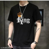 Stylish cotton King printed half sleeve t-shirt, unisex regular fit, three-quarter sleeves, India origin
