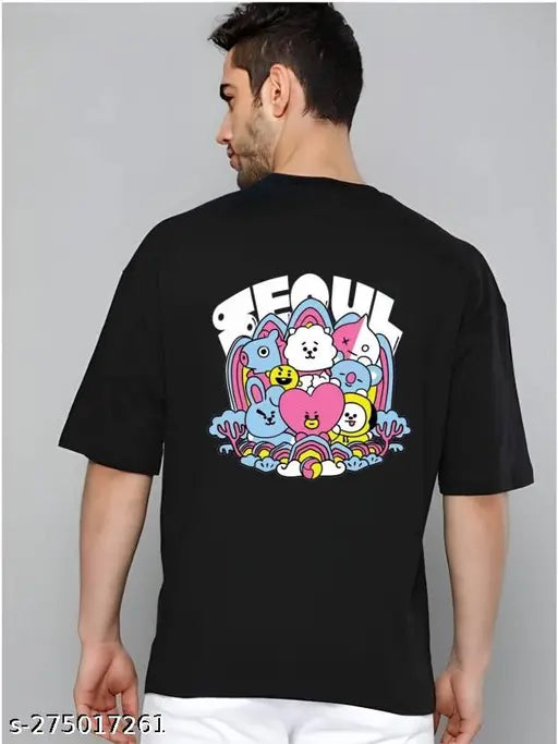 BTSMEN_OVERSIZEPRINTEDTSHIRT Cotton blend, men's oversize printed t-shirt in M, L, XL sizes with short sleeves, India origin