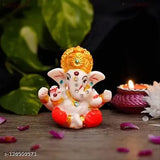 Indian poly resin Ganesha idol for home decor & car dashboards, 10cm x 10cm x 5cm figurine as showpiece or table decoration