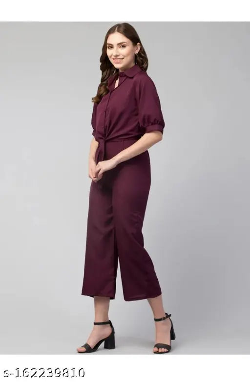 Stylish georgette jumpsuit in solid color, accentuates any body type, perfect for women & girls events, made in India