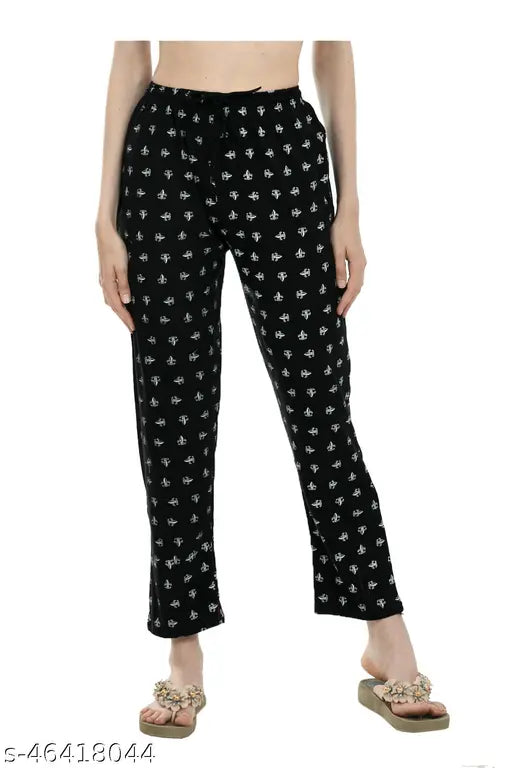 Cotton printed pyjama/track pant pack of 4 in multiple sizes (38, 40, 42) - soft fabric, elasticated waistband, side pockets - comfortable sleepwear and lounge wear from KAVYA, India origin
