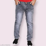 Stylish cotton blend grey men's jeans - solid pattern, fashionable fit for N sizes: 28, 30, 32, 34, 36 (made in India)