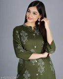 Women's rayon printed high slit kurti-like gown with three-quarter sleeves, featuring a pocket design. Available in sizes S to XXXL for bust sizes ranging from 36in to 46in and a length of 46in. Origin: India