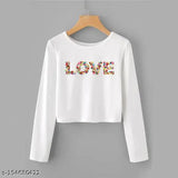 Long-sleeve graphic printed crop top in XS - India, women's fashion with unique design