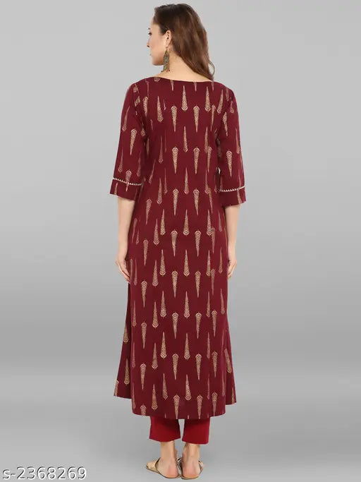 Three-quarter sleeve printed cotton kurti by Janasya, Indian women's fashion in vibrant patterns