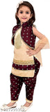 Silk festival dress with aari work and checked dupatta, perfect for children's fashion events