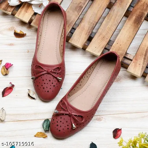 Stylish synthetic bellies ballerinas, embellished design with slip-on fastening, regular sizing (IND-3, IND-4, IND-6). Indian origin ballet flats
